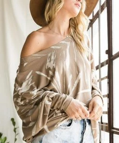Bucketlist Multi Print Dolman Long Sleeves Round Neck Top New Arrivals