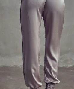 Blue Blush Myself Satin Joggers New Arrivals