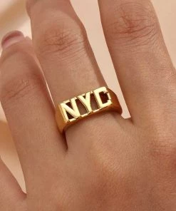 MILK MONEY - DropShip NYC Initial Bar Ring New Arrivals