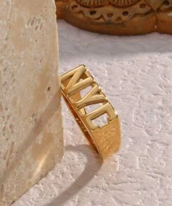 MILK MONEY - DropShip NYC Initial Bar Ring New Arrivals