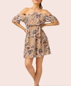 Promesa Clothing Off The Shoulder Halter Floral Mini Dress