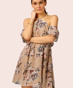 Promesa Clothing Off The Shoulder Halter Floral Mini Dress