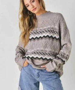 Davi & Dani New Arrivals Oversized Cable Knit Classic Sweater