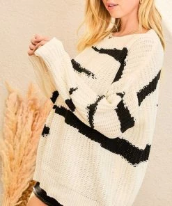 Main Strip New Arrivals Oversized Knit Striped Sweater