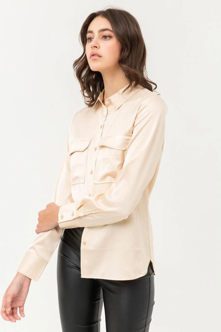 Love Tree Oxford Silky Blouse Top New Arrivals 3 Love Tree Oxford Silky Blouse Top New Arrivals