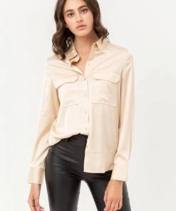 Love Tree Oxford Silky Blouse Top New Arrivals