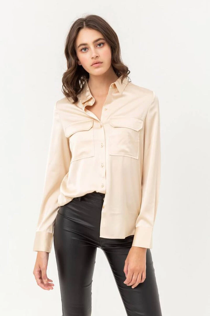 Love Tree Oxford Silky Blouse Top New Arrivals 1 Love Tree Oxford Silky Blouse Top New Arrivals