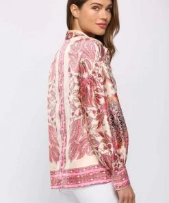 Fate Paisley Printed Button Down Blouse