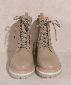 Oasis Society New Arrivals Paula Latte Modern Lace-Up Boot
