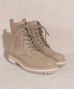 Oasis Society New Arrivals Paula Latte Modern Lace-Up Boot