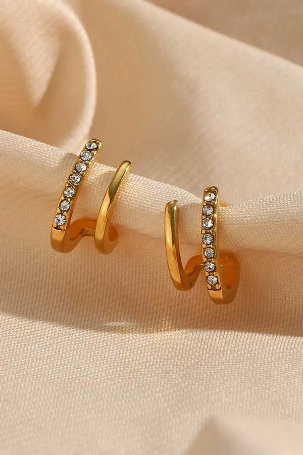 MILK MONEY - DropShip New Arrivals Pavé Double Layer Huggie Earrings 3 MILK MONEY - DropShip New Arrivals Pavé Double Layer Huggie Earrings