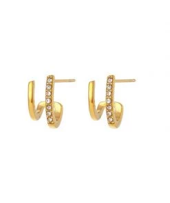 MILK MONEY - DropShip New Arrivals Pavé Double Layer Huggie Earrings
