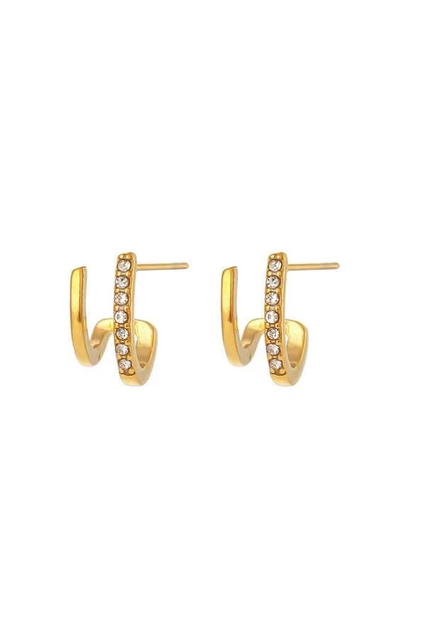 MILK MONEY - DropShip New Arrivals Pavé Double Layer Huggie Earrings 1 MILK MONEY - DropShip New Arrivals Pavé Double Layer Huggie Earrings