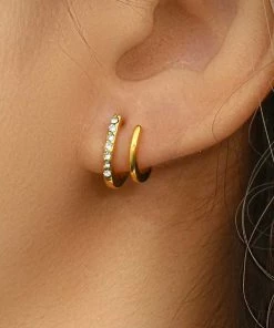 MILK MONEY - DropShip New Arrivals Pavé Double Layer Huggie Earrings