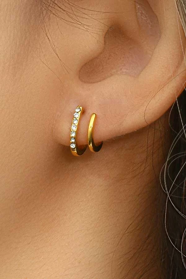 MILK MONEY - DropShip New Arrivals Pavé Double Layer Huggie Earrings 2 MILK MONEY - DropShip New Arrivals Pavé Double Layer Huggie Earrings