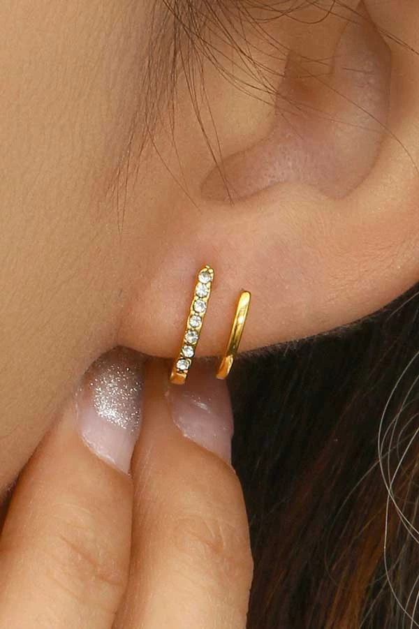 MILK MONEY - DropShip New Arrivals Pavé Double Layer Huggie Earrings 5 MILK MONEY - DropShip New Arrivals Pavé Double Layer Huggie Earrings