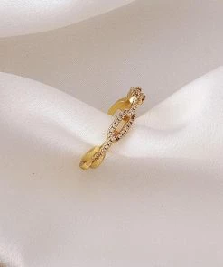 Nihao New Arrivals Pavé Encrusted Chain Link Layering Ring