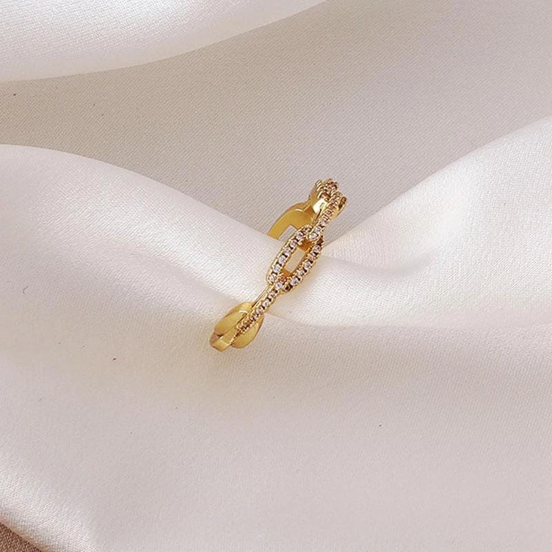 Nihao New Arrivals Pavé Encrusted Chain Link Layering Ring 2 Nihao New Arrivals Pavé Encrusted Chain Link Layering Ring