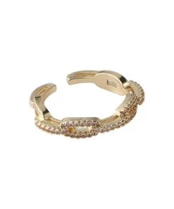 Nihao New Arrivals Pavé Encrusted Chain Link Layering Ring
