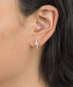 Athra Pavé Evil Eye Huggie Earrings