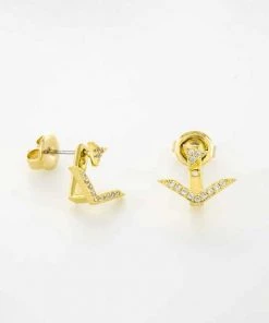 Montana Pavé Stud And Triangle Ear Jacket Earrings