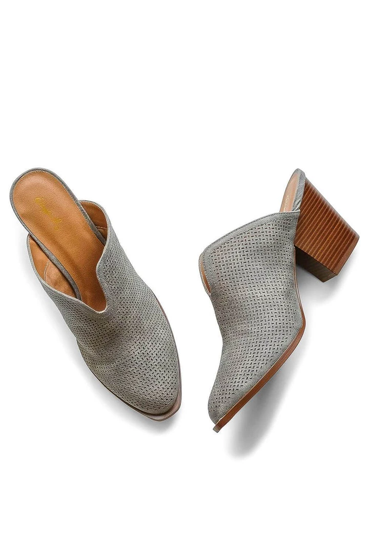 East Lion Corp. Perforated Grey Mules Shoes 1 East Lion Corp. Perforated Grey Mules Shoes
