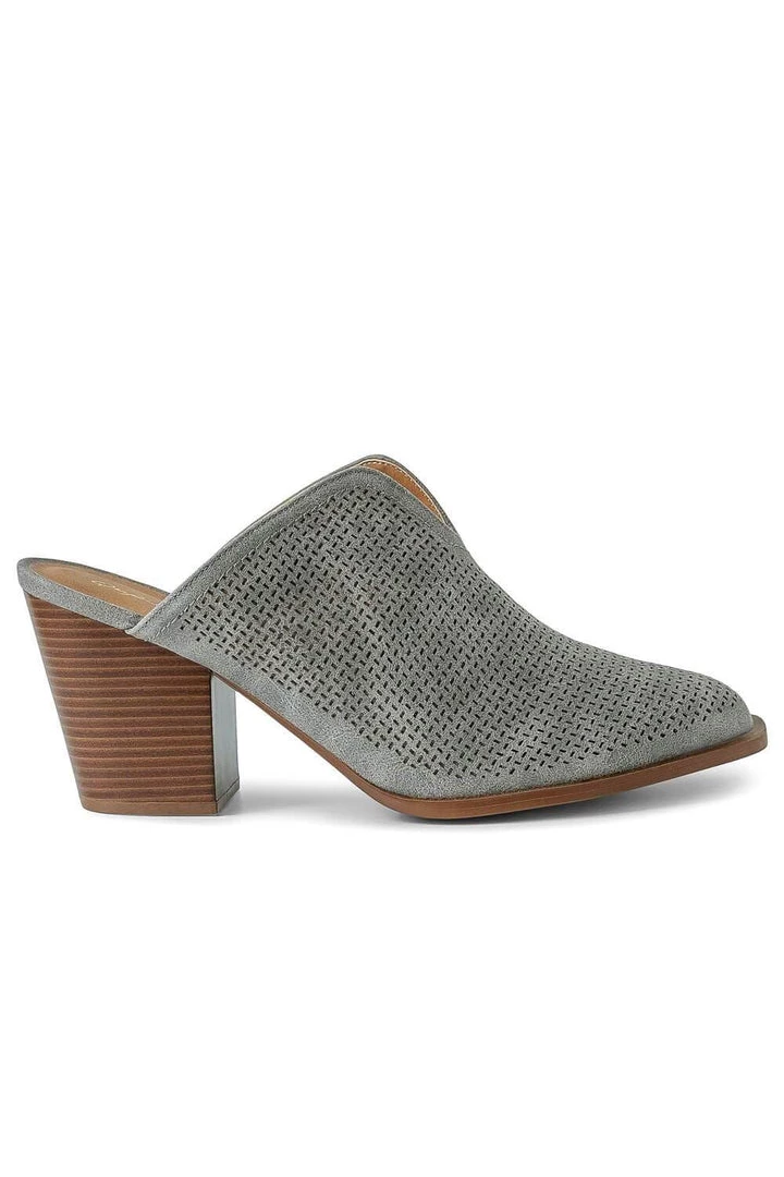 East Lion Corp. Perforated Grey Mules Shoes 2 East Lion Corp. Perforated Grey Mules Shoes