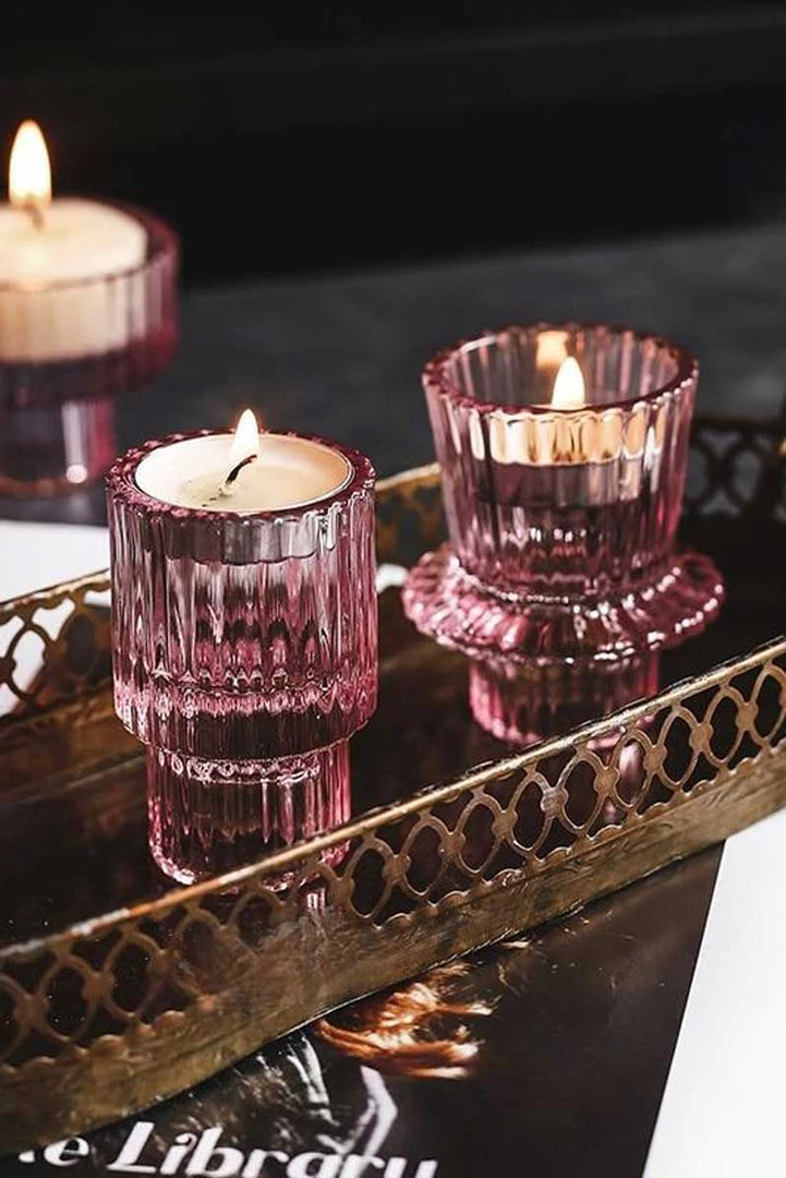 MILK MONEY - DropShip Pink Glass Candlestick Holders New Arrivals 1 MILK MONEY - DropShip Pink Glass Candlestick Holders New Arrivals