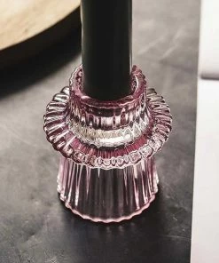 MILK MONEY - DropShip Pink Glass Candlestick Holders New Arrivals