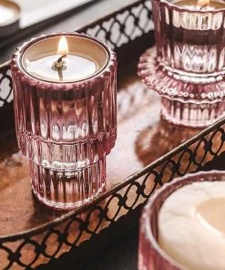 MILK MONEY - DropShip Pink Glass Candlestick Holders New Arrivals 8 MILK MONEY - DropShip Pink Glass Candlestick Holders New Arrivals