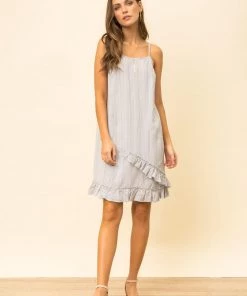 Hem & Thread Pinstriped Ruffle Dress New Arrivals