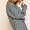 MITTOSHOP Houndstooth Plaid Boyfriend Blazer