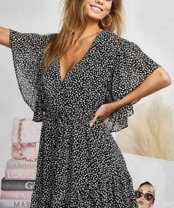 Bibi New Arrivals Polka Dot Ruffled Dress