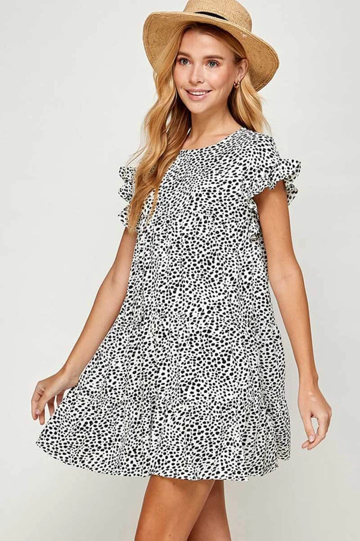 Solution Printed Ruffled Short Sleeves Mini Dress New Arrivals 2 Solution Printed Ruffled Short Sleeves Mini Dress New Arrivals