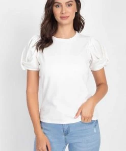 Haute Monde Puff Short Sleeve Crew Neck Top New Arrivals
