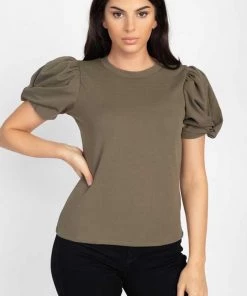 Haute Monde Puff Short Sleeve Crew Neck Top New Arrivals