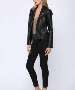 Fate Quilted Shoulder Faux Leather Biker Jacket New Arrivals