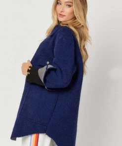 Davi & Dani Navy Button Down Shacket New Arrivals