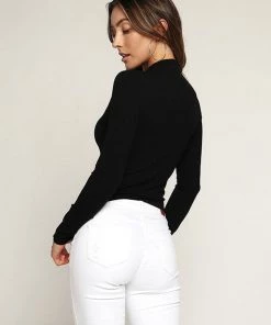 Heart & Hips Ribbed Mock Neck Top New Arrivals