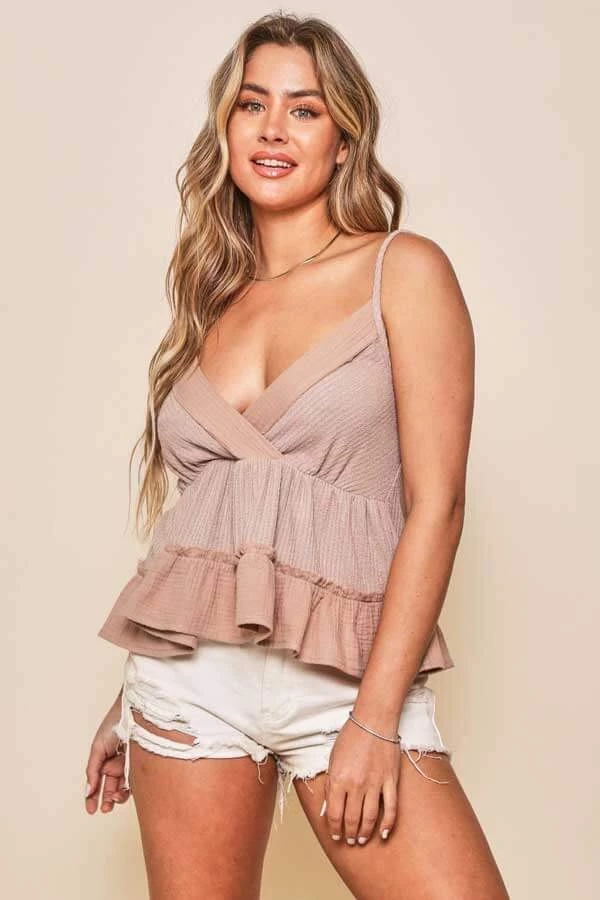 Peach Love New Arrivals Ribbed Babydoll Tank Top 1 Peach Love New Arrivals Ribbed Babydoll Tank Top