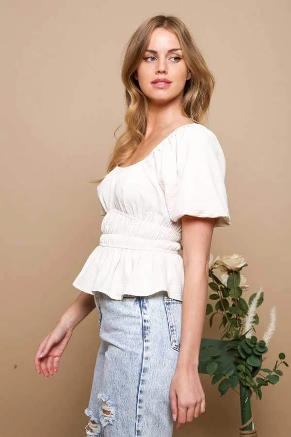 Peach Love New Arrivals Peplum Short Sleeve Top 4 Peach Love New Arrivals Peplum Short Sleeve Top