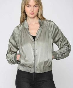 Fate New Arrivals Ruched Sleeve Bomber Jacket
