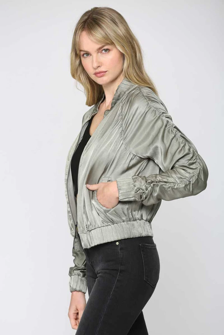 Fate New Arrivals Ruched Sleeve Bomber Jacket 2 Fate New Arrivals Ruched Sleeve Bomber Jacket