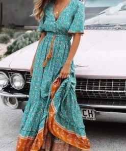 Anna-Kaci Ruffle Flowy Boho Maxi Dress New Arrivals