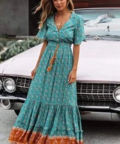 Anna-Kaci Ruffle Flowy Boho Maxi Dress New Arrivals
