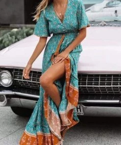 Anna-Kaci Ruffle Flowy Boho Maxi Dress New Arrivals
