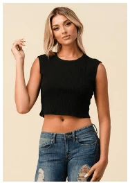 Hearts & Hips Ribbed Muscle Cropped Tank Top