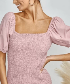 Bibi Balloon Sleeve Smocked Top