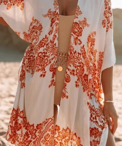 La Roseason Chiffon Beach Kimono Cardigan Cover Up