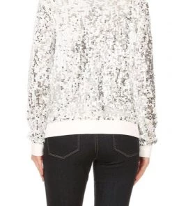 Anna Kaci New Arrivals Sequin Bomber Zip-Up Track Jacket